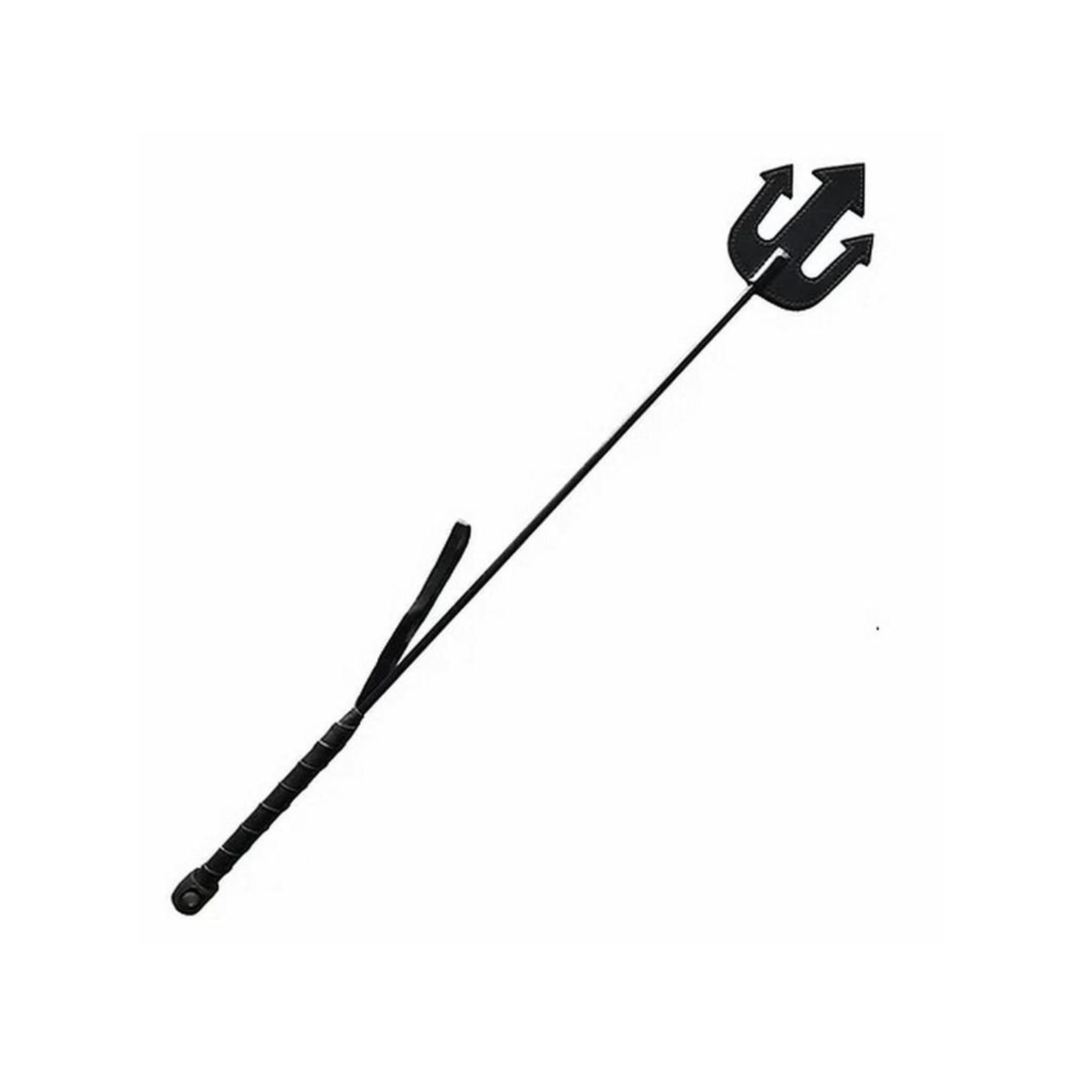 rouge devil leather riding crop black bdsm fetish spanking long leather shaft flogger impact toy kink discipline roleplay