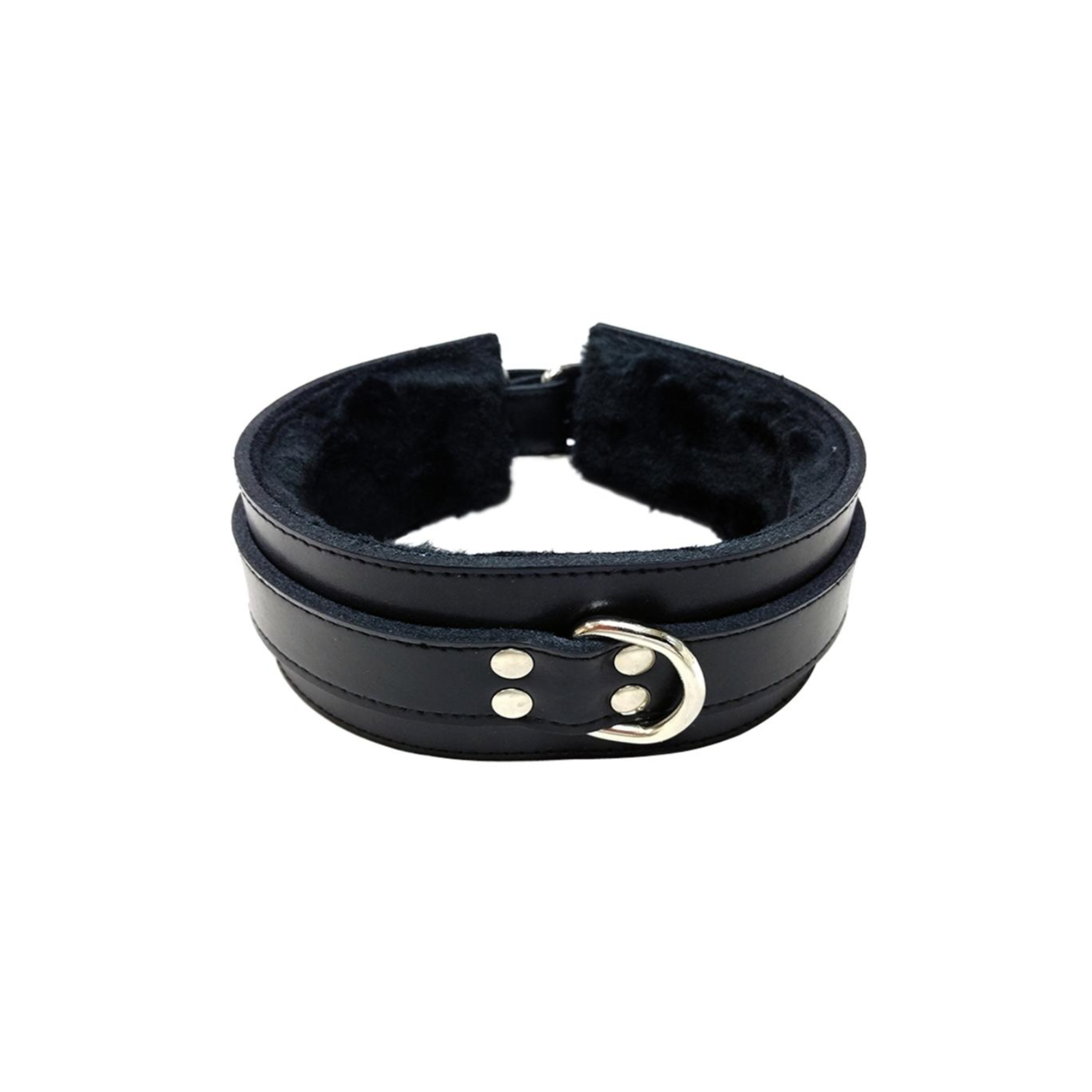 rouge leather collar faux fur lining black genuine leather adjustable buckle d ring collar soft lined bondage accessory gothic fashion adult accessory edgy collar