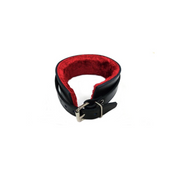 rouge leather collar faux fur lining black genuine leather adjustable buckle d ring collar soft lined bondage accessory gothic fashion adult accessory edgy collar