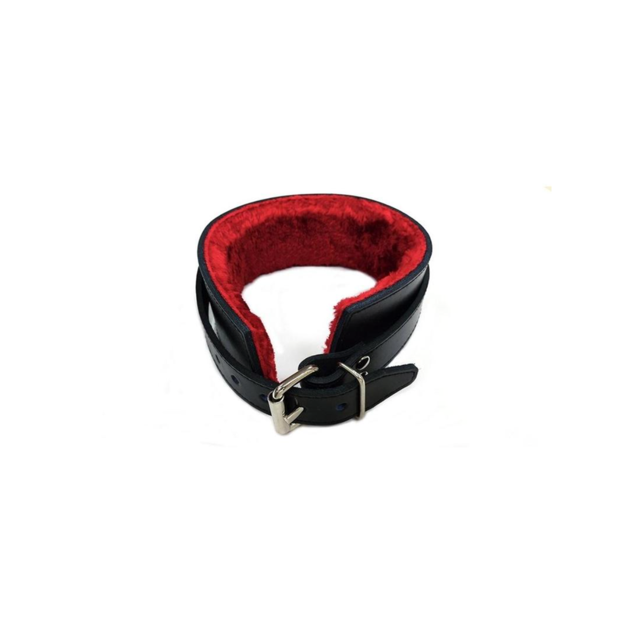 rouge leather collar faux fur lining black genuine leather adjustable buckle d ring collar soft lined bondage accessory gothic fashion adult accessory edgy collar