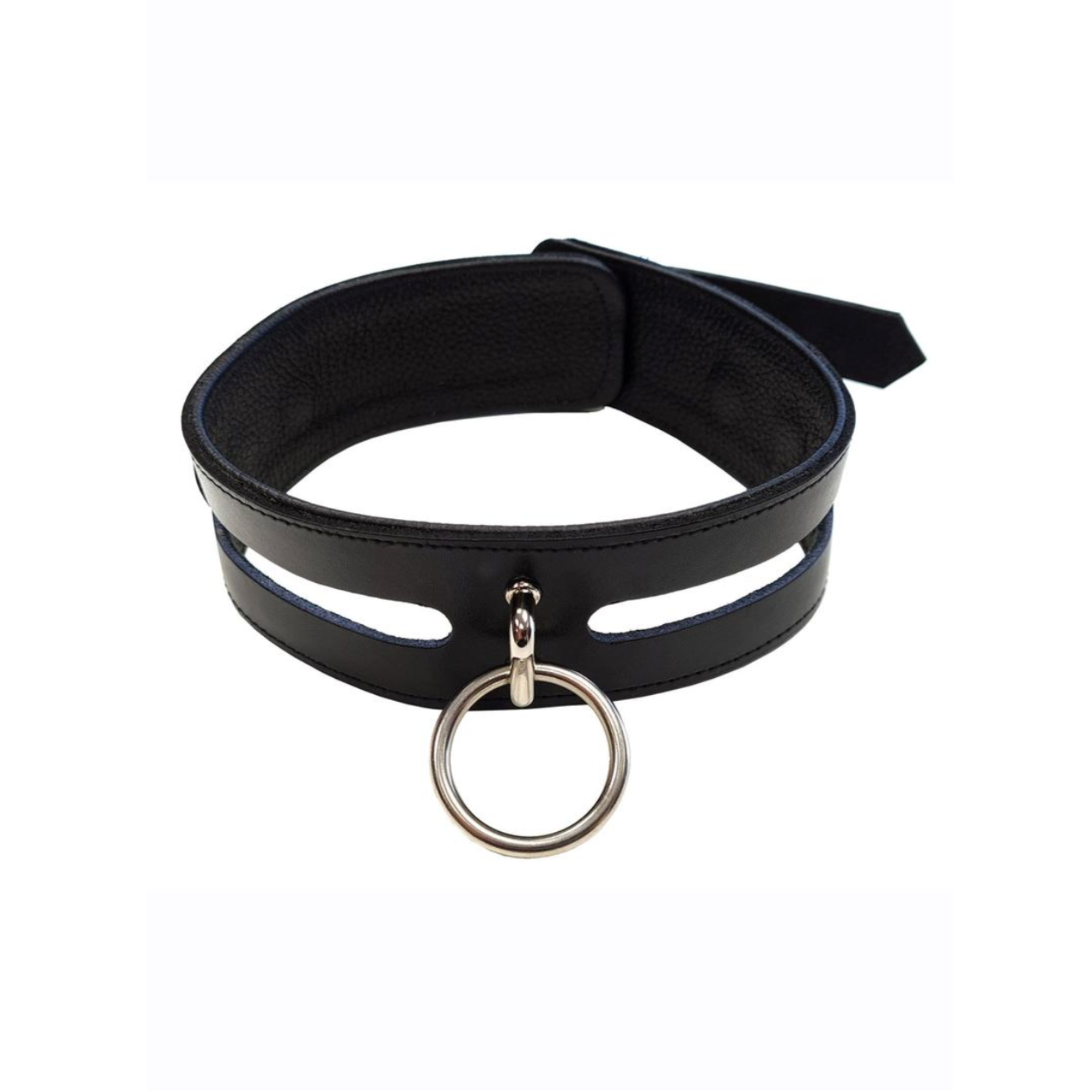rouge leather fashion bondage collar black genuine leather adjustable buckle o ring collar soft lining gothic accessory adult fashion edgy collar unisex design