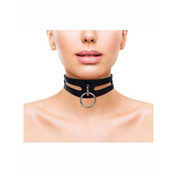 rouge leather fashion bondage collar black genuine leather adjustable buckle o ring collar soft lining gothic accessory adult fashion edgy collar unisex design