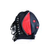 adjustable leather fly trap mask bdsm fetish hood black red soft genuine leather sensory control roleplay kink adult toy
