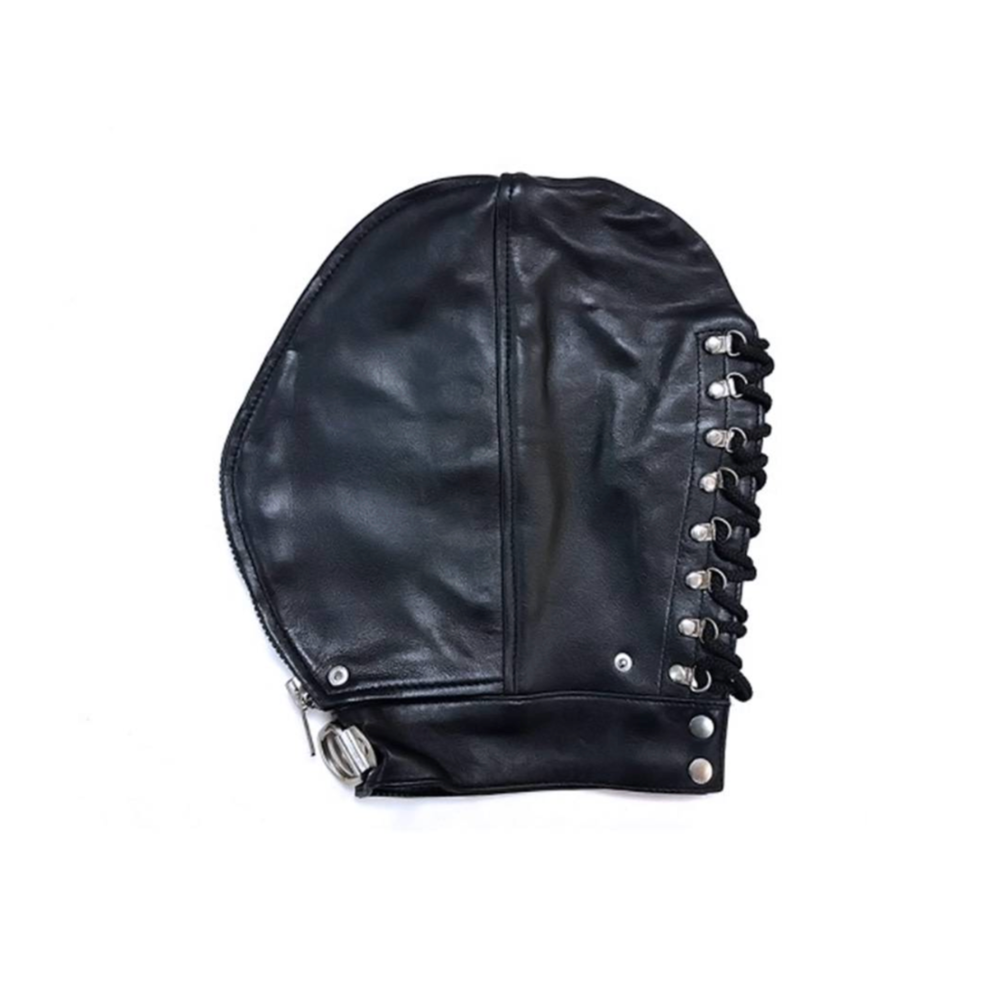 adjustable leather fly trap mask bdsm fetish hood black red soft genuine leather sensory control roleplay kink adult toy