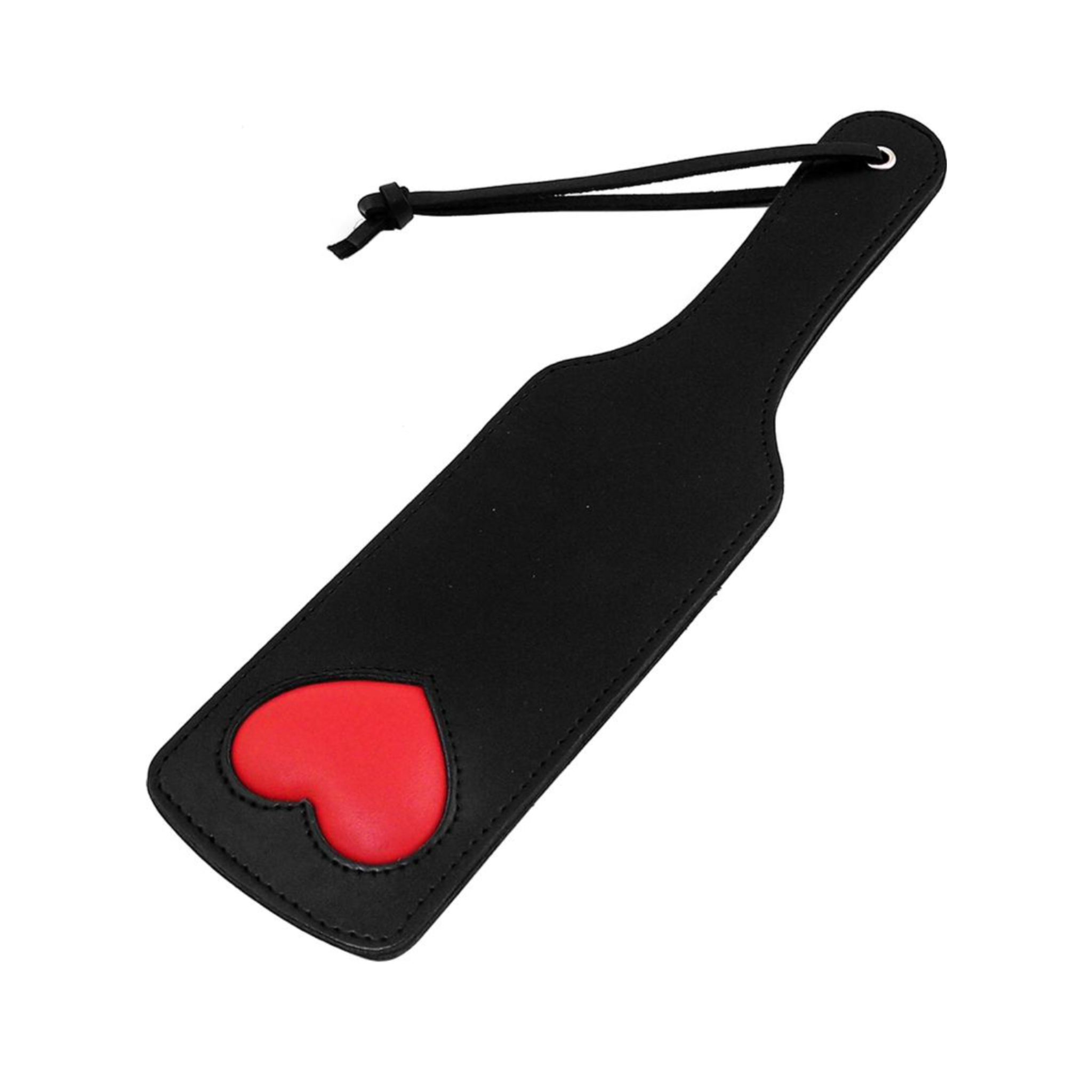 rouge leather paddle heart imprint black double-sided cowhide bondage spanking impact toy fetish adult play