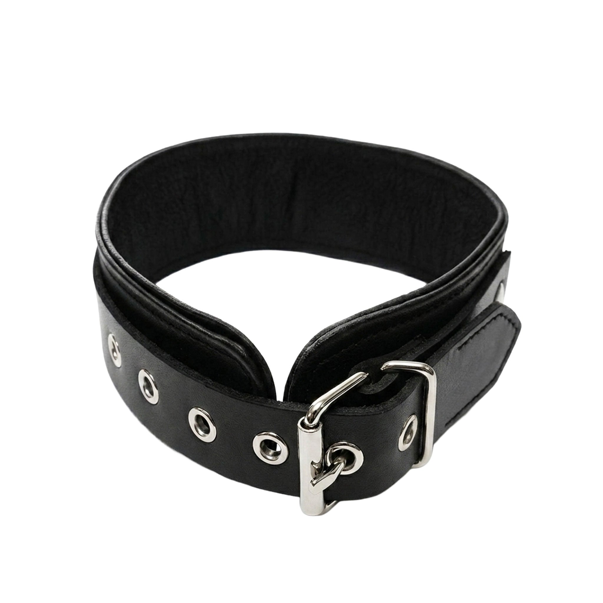 Leather genuine-leather plain-leather accessories collar choker adjustable buckle O-ring hinged removable edgy minimalist stylish structured durable comfortable secure fetish fashion alt-fashion punk goth gothic cyber fetishwear bondage bdsm bdsm-toys bdsm-gear bondage-collar sub submissive kink kinky kinkwear kinky-toys pet pet-play costume cosplay halloween adult-toys unisex black silver chrome