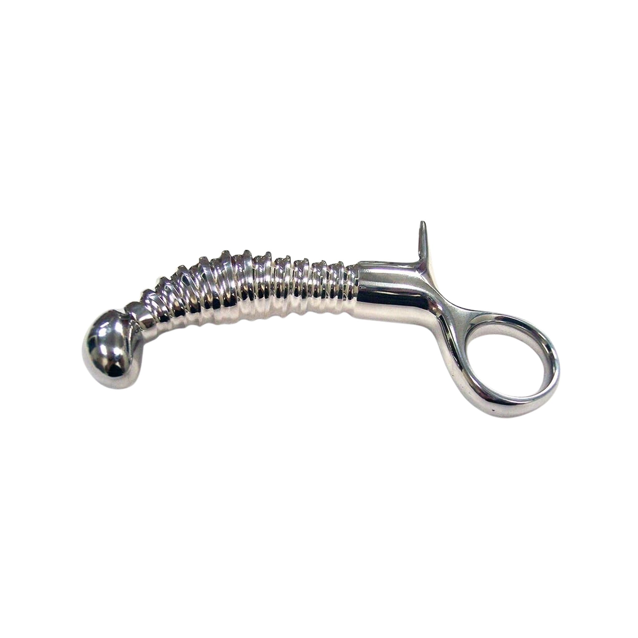 anal plug feeling Rouge Ribbed Stainless Steel Anal Plug With Handle – Fetish Factory