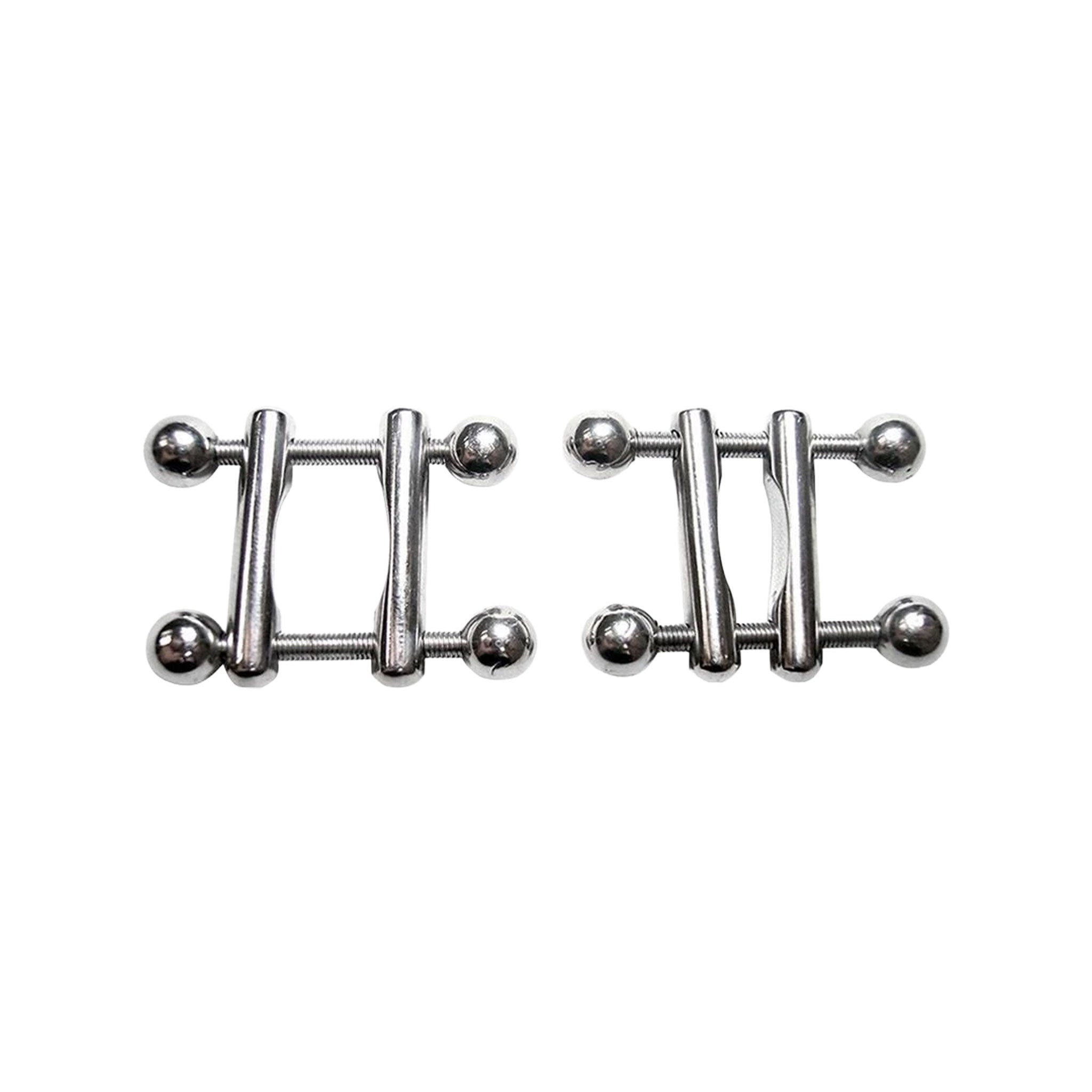 Stainless-steel accessories nipple nipple-clamps ball-end pinch screw-adjustable adjustable tightness secure fetish fashion alt-fashion alternative goth gothic cyber cyberpunk punk rock bedroom dungeon bondage bdsm bdsm-gear bdsm-toys sub submissive submission kink kinky kinky-toys kinky-play sensory sensory-play nipple-play teasing stocking-stuffers gifts adult-toys unisex silver 