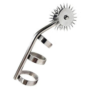 Stainless-steel accessories hands fingers finger-mounted cat-claw pinwheel pin-wheel dual-pinwheel spike spikes spiked stim stimulation 3-ring three-ring secure controlled intense prickly sharp smooth heavy-duty erotic fetish fashion alt-fashion alternative punk cyber cyberpunk cyber-punk bedroom dungeon bondage bdsm bdsm-toys bdsm-play kink kinky kinky-toys kinky-play sensory sensory-play sensory-toys teasing rolling punishment torture medical medical-toys wartenburg-wheel adult-toys silver