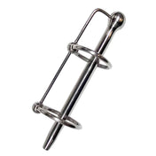 Stainless-steel nonporous non-porous accessories insertable cnb cock-and-ball cbt probe urethral sperm-stopper double-ring hinged-ring smooth-shaft rounded-tip hollow-shaft hollow-center through-hole stim stimulation stimulating stimulator smooth intense fetish roleplay role-play doctor hospital bondage bdsm bdsm-toys kink kinky kinky-toys kinky-play urination water-sports watersports ejaculation medical medical-toys medical-play adult-toys male masculine masc mens guys dudes silver