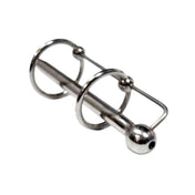 Stainless-steel nonporous non-porous accessories insertable cnb cock-and-ball cbt probe urethral sperm-stopper double-ring hinged-ring smooth-shaft rounded-tip hollow-shaft hollow-center through-hole stim stimulation stimulating stimulator smooth intense fetish roleplay role-play doctor hospital bondage bdsm bdsm-toys kink kinky kinky-toys kinky-play urination water-sports watersports ejaculation medical medical-toys medical-play adult-toys male masculine masc mens guys dudes silver