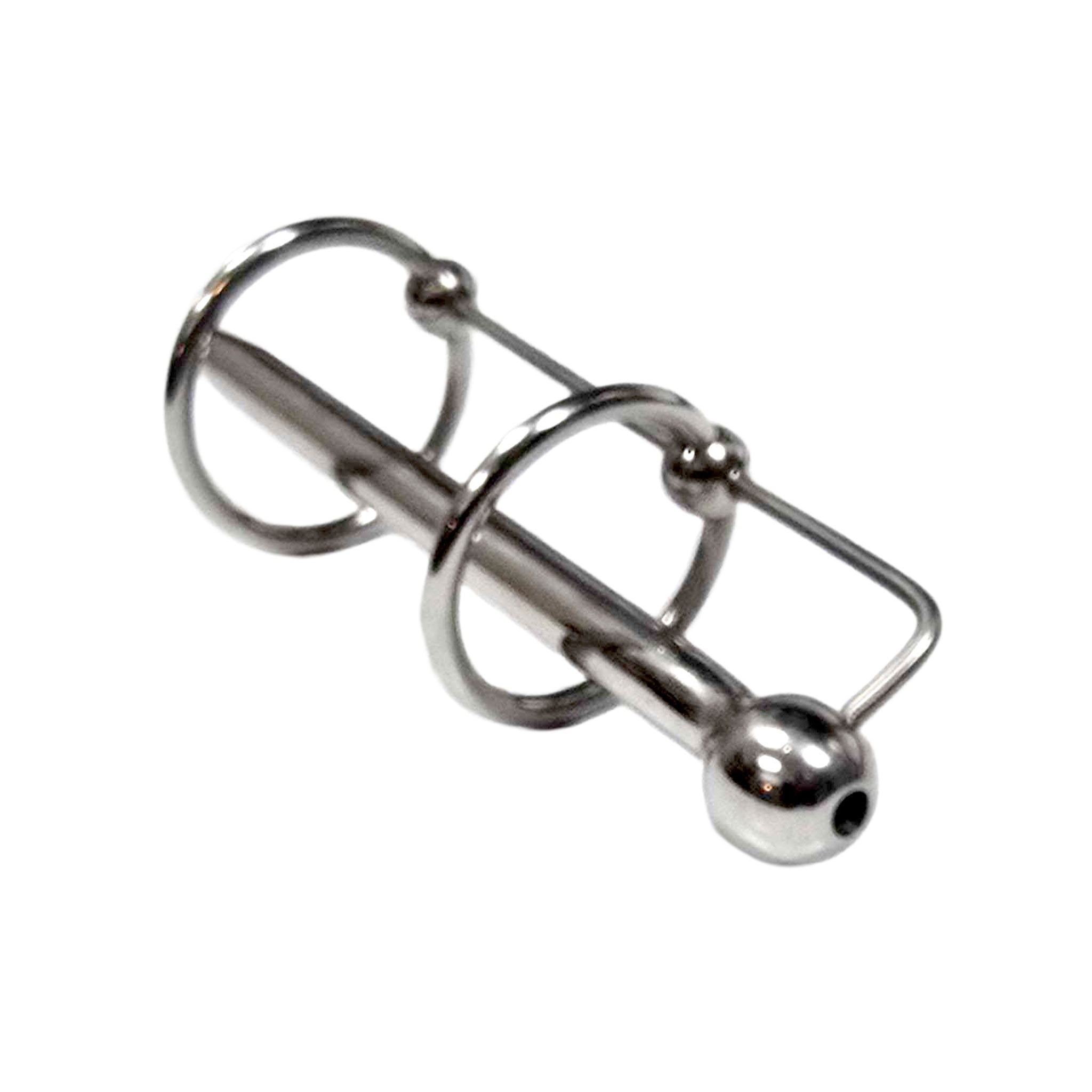 Stainless-steel nonporous non-porous accessories insertable cnb cock-and-ball cbt probe urethral sperm-stopper double-ring hinged-ring smooth-shaft rounded-tip hollow-shaft hollow-center through-hole stim stimulation stimulating stimulator smooth intense fetish roleplay role-play doctor hospital bondage bdsm bdsm-toys kink kinky kinky-toys kinky-play urination water-sports watersports ejaculation medical medical-toys medical-play adult-toys male masculine masc mens guys dudes silver