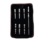 stainless steel penis plug set 6 hollow ribbed smooth interchangeable handle bdsm fetish medical kink play