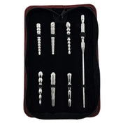 Stainless-steel accessories cnb cock-and-ball plug penis-play penis-plug urethra-play urethra-plug ribbed-plug ribbed-texture smooth-plug smooth-texture hollow-plug fluid-passage interchangeable-plugs varied-sensations long-handle wand-handle comfortable bondage bdsm bdsm-toys kink kinky kinky-play medical medical-play medical-toys sensation sensory-play sensory-exploration adult-toys male masculine masc guys dudes silver