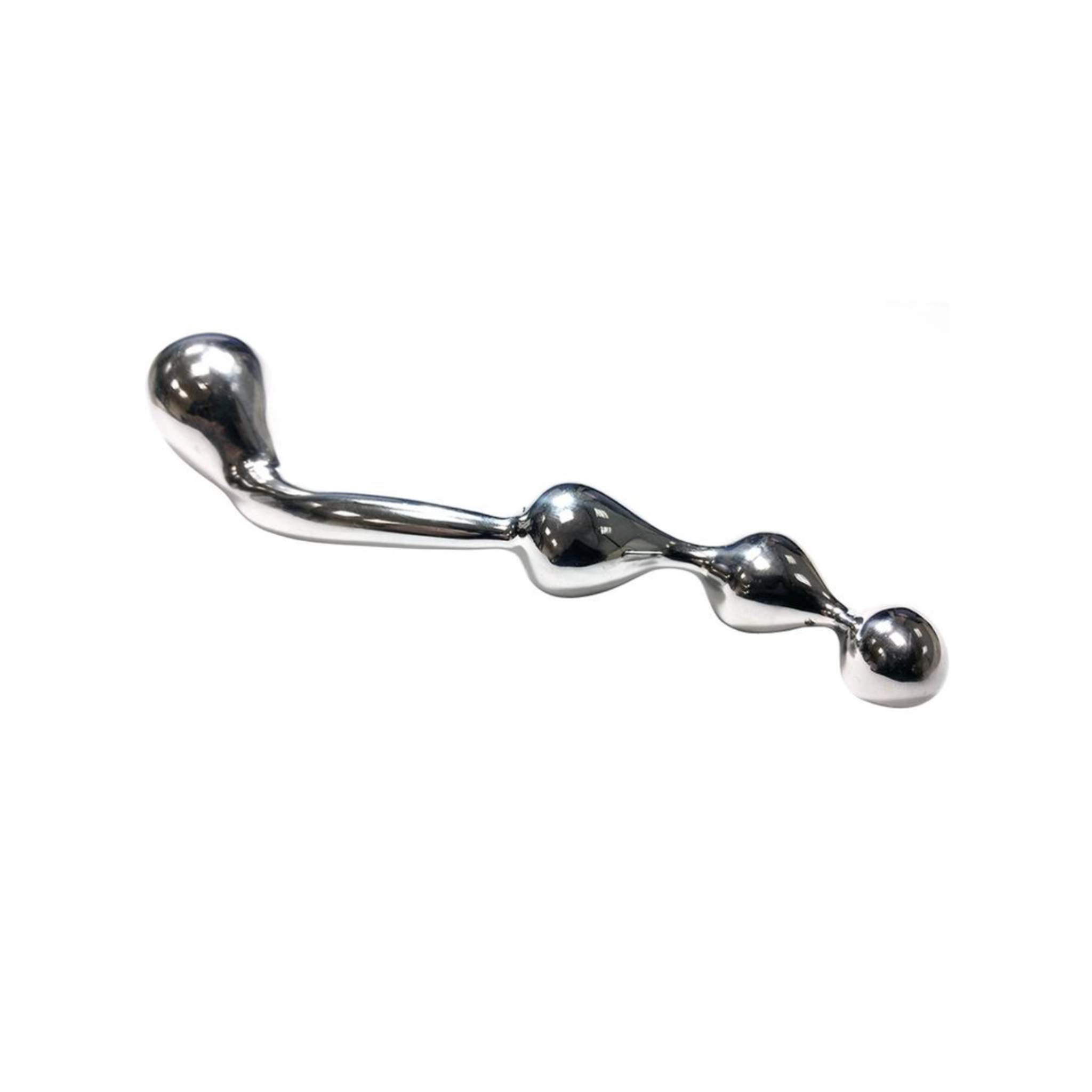rouge stainless steel prostate probe curved g-spot stimulator polished silver non-porous kink fetish adult toy