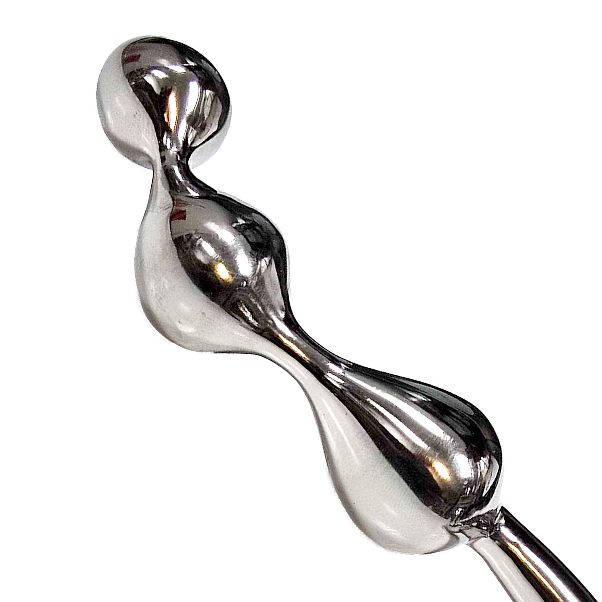 Stainless-steel non-porous hygienic accessories insertable plug probe anal anal-toys anal-plug anal-probe anal-play butt-play butt-stuff non-vibe non-vibrating non-vibe nonvibrating stim stimulator stimulation stimulating prostate g-spot p-spot rounded-tip double-ended balls curved polished hand-polished mirror-finish fetish kink kinky kinky-toys kinky-play solo-play couples unisex adult-toys silver