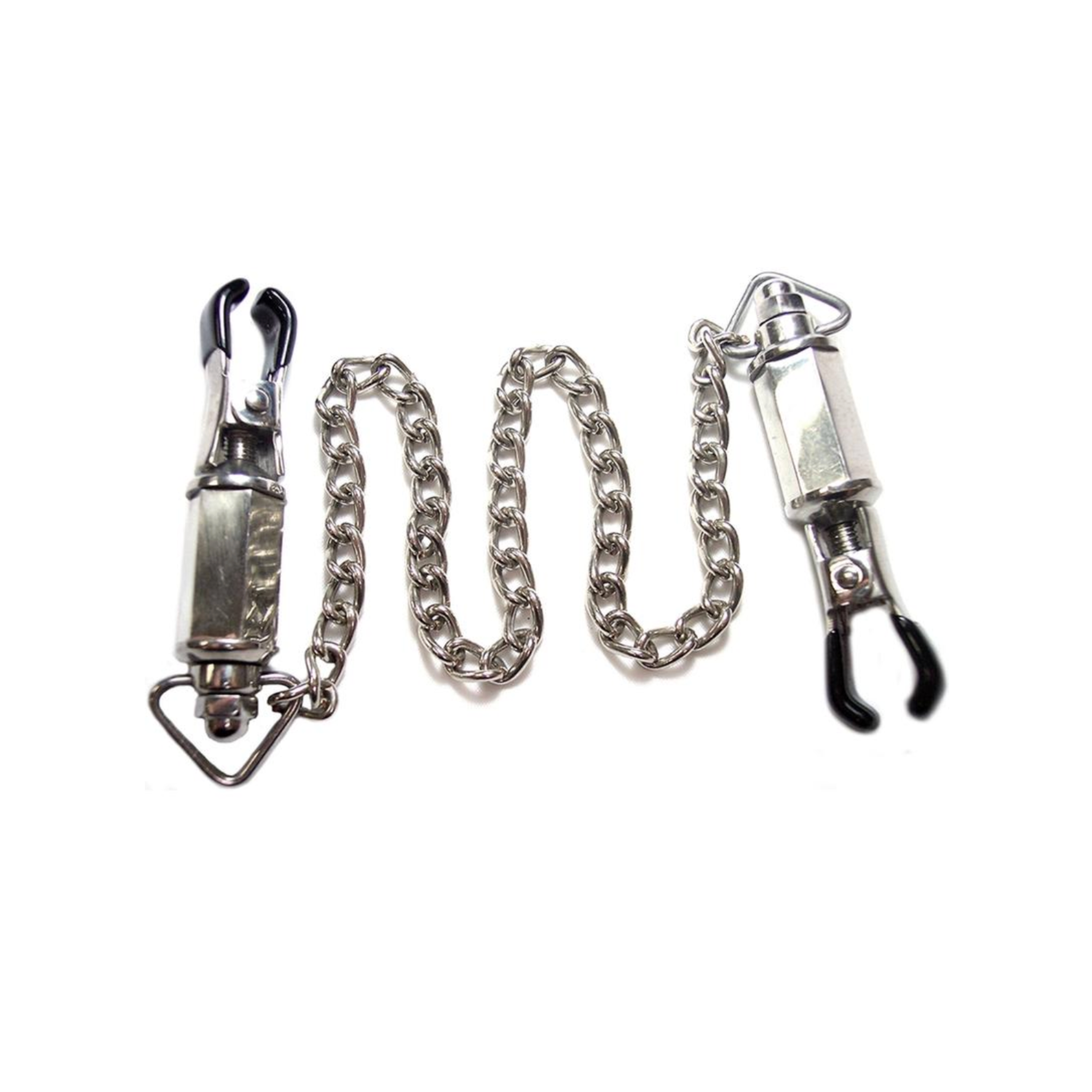 Rouge stainless steel adjustable nipple clamps weighted screw tightness connecting chain BDSM fetish sensory play kink toy durable metal silver