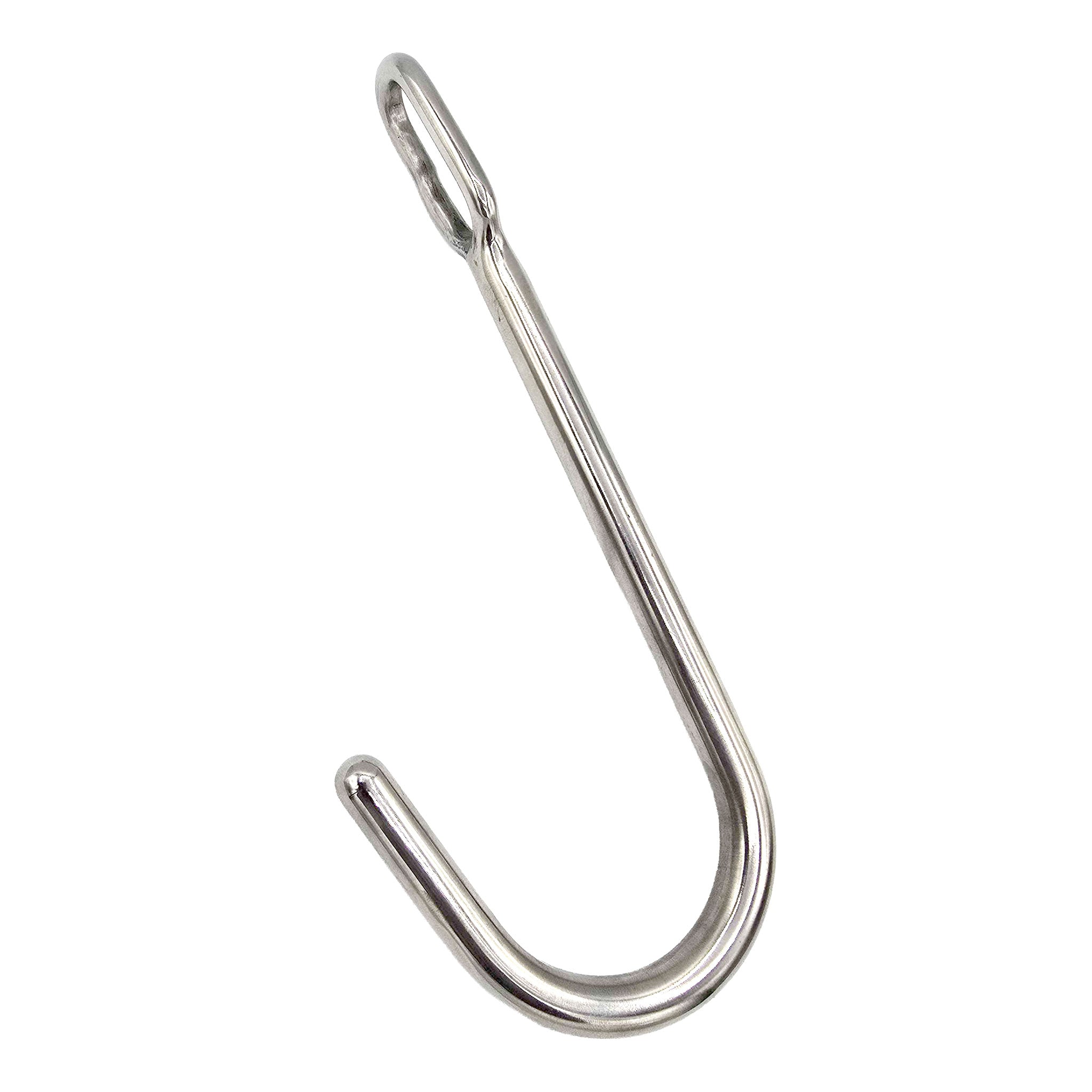 Stainless-steel heavy-duty anal plug probe butt butt-plug buttplug nonvibe non-vibe nonvibrating non-vibrating hook anal-hook rounded rounded-tip no-ball j-shape curved rope-loop rope-ring insertable bondage bdsm restraint predicament kink kinky kinky-play adult-toys medical medical-toys rope unisex silver