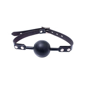rubber ball gag locking buckle silicone rubber smooth faux leather strap BDSM bondage fetish restraint accessory