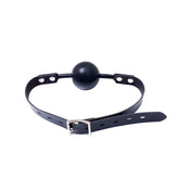 rubber ball gag locking buckle silicone rubber smooth faux leather strap BDSM bondage fetish restraint accessory