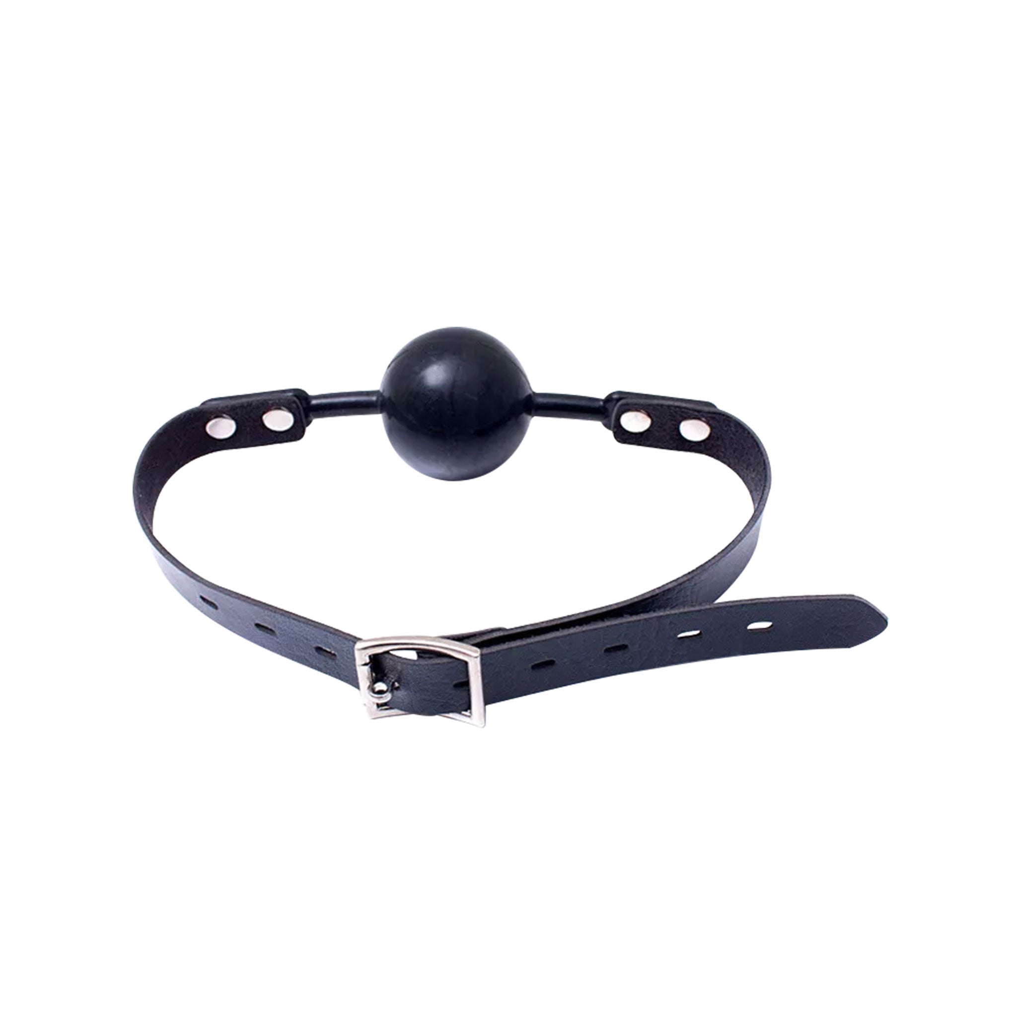 rubber ball gag locking buckle silicone rubber smooth faux leather strap BDSM bondage fetish restraint accessory