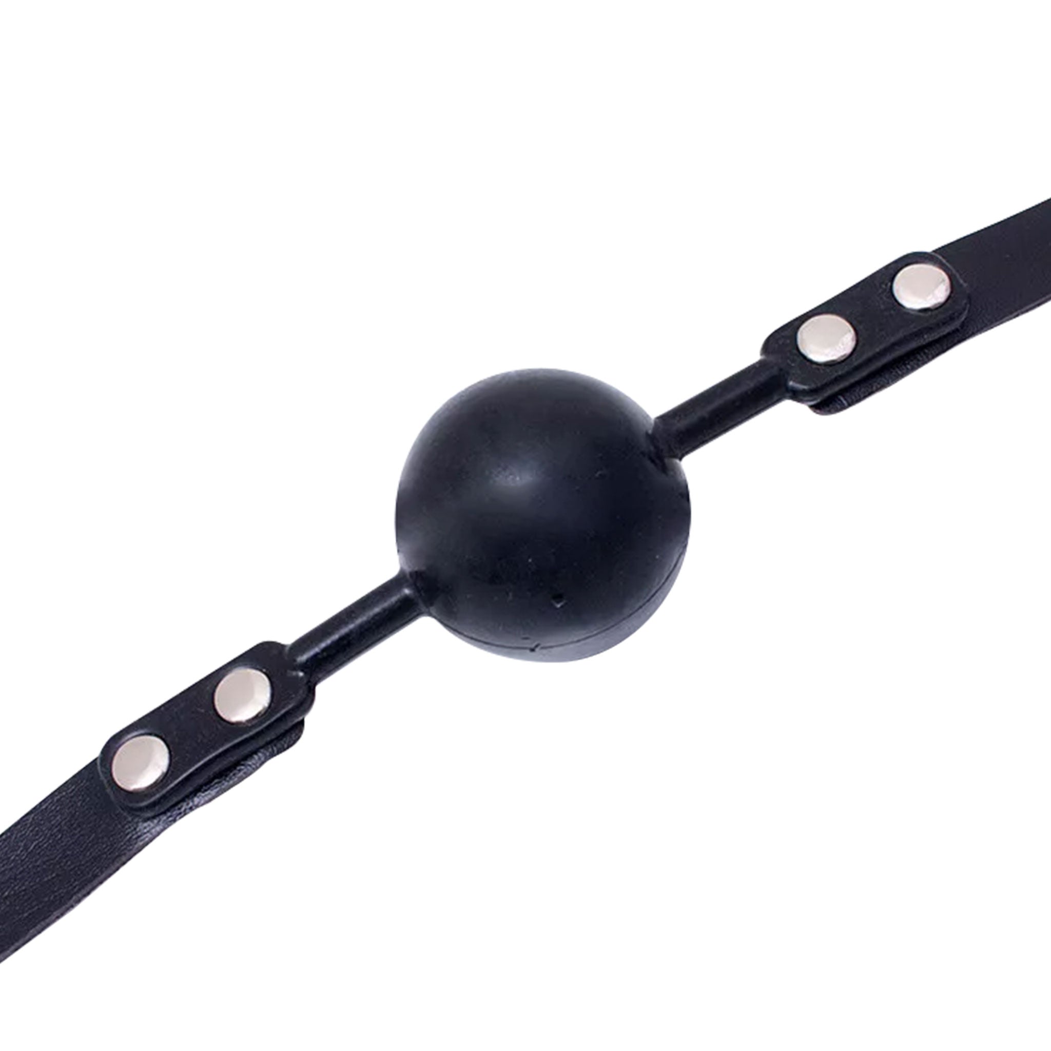 rubber ball gag locking buckle silicone rubber smooth faux leather strap BDSM bondage fetish restraint accessory