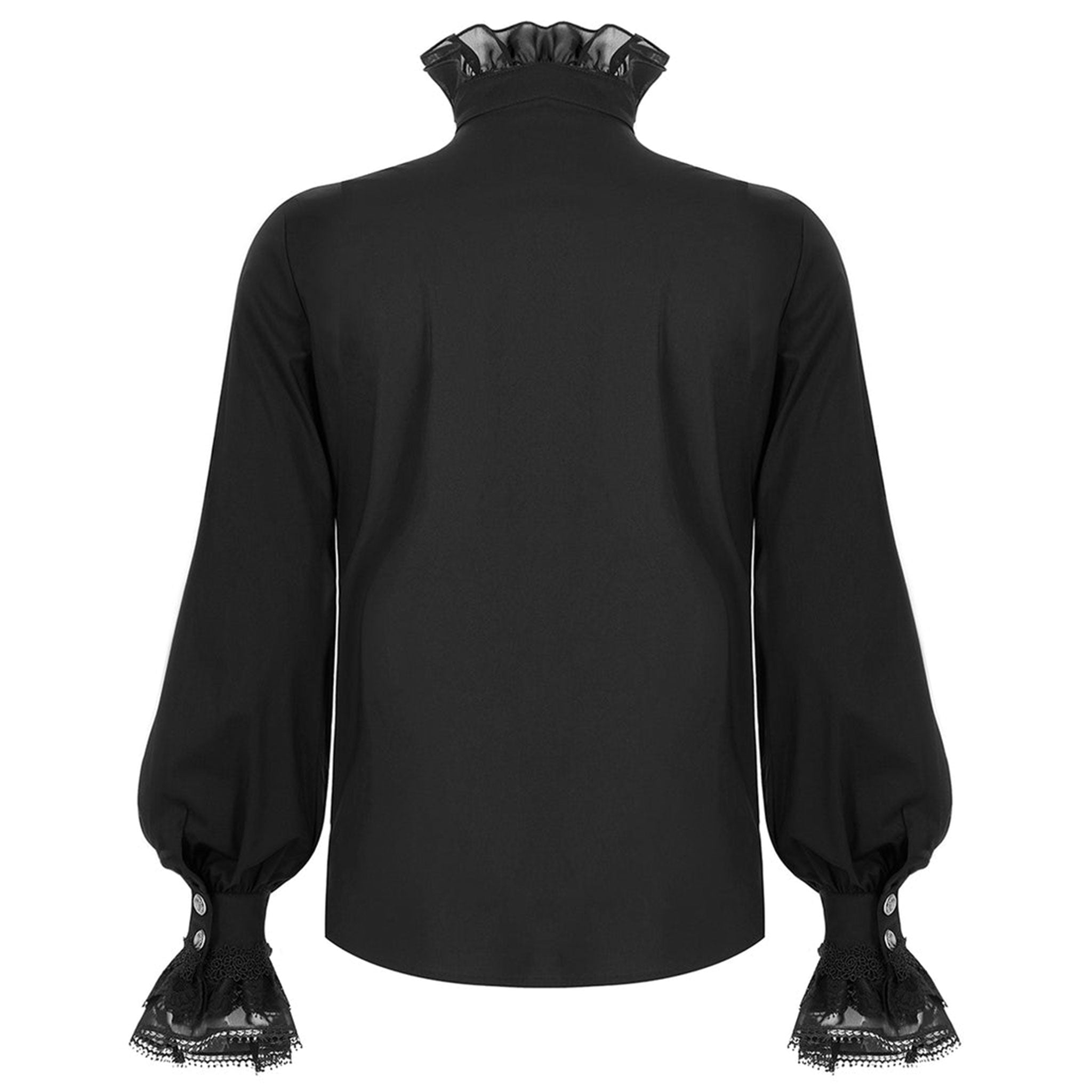 Cotton polyamide spandex lace polyester apparel tops shirt longsleeve long-sleeve sleeves sleeved flared-collar ruffle-collar ruffle-neck flared-sleeve ruffle-sleeve bell-cuff v-shaped loose-fitting button-up embroidered embroidery embroidered-lace dramatic sexy elegant fetish fashion alt-fashion aristocratic goth gothic goth-doll costume cosplay halloween halloween-couture vampire male masculine masc mens guys dudes gentlemen afterdark black