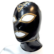 Criss-Cross Hatch Trimmed Latex Hood with 2 Hair Pull Holes