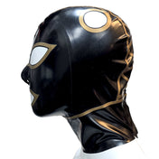 Criss-Cross Hatch Trimmed Latex Hood with 2 Hair Pull Holes