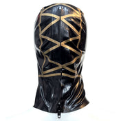 Criss-Cross Hatch Trimmed Latex Hood with 2 Hair Pull Holes