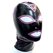 Criss-Cross Hatch Trimmed Latex Hood with 2 Hair Pull Holes