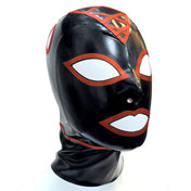 Criss-Cross Hatch Trimmed Latex Hood with 2 Hair Pull Holes