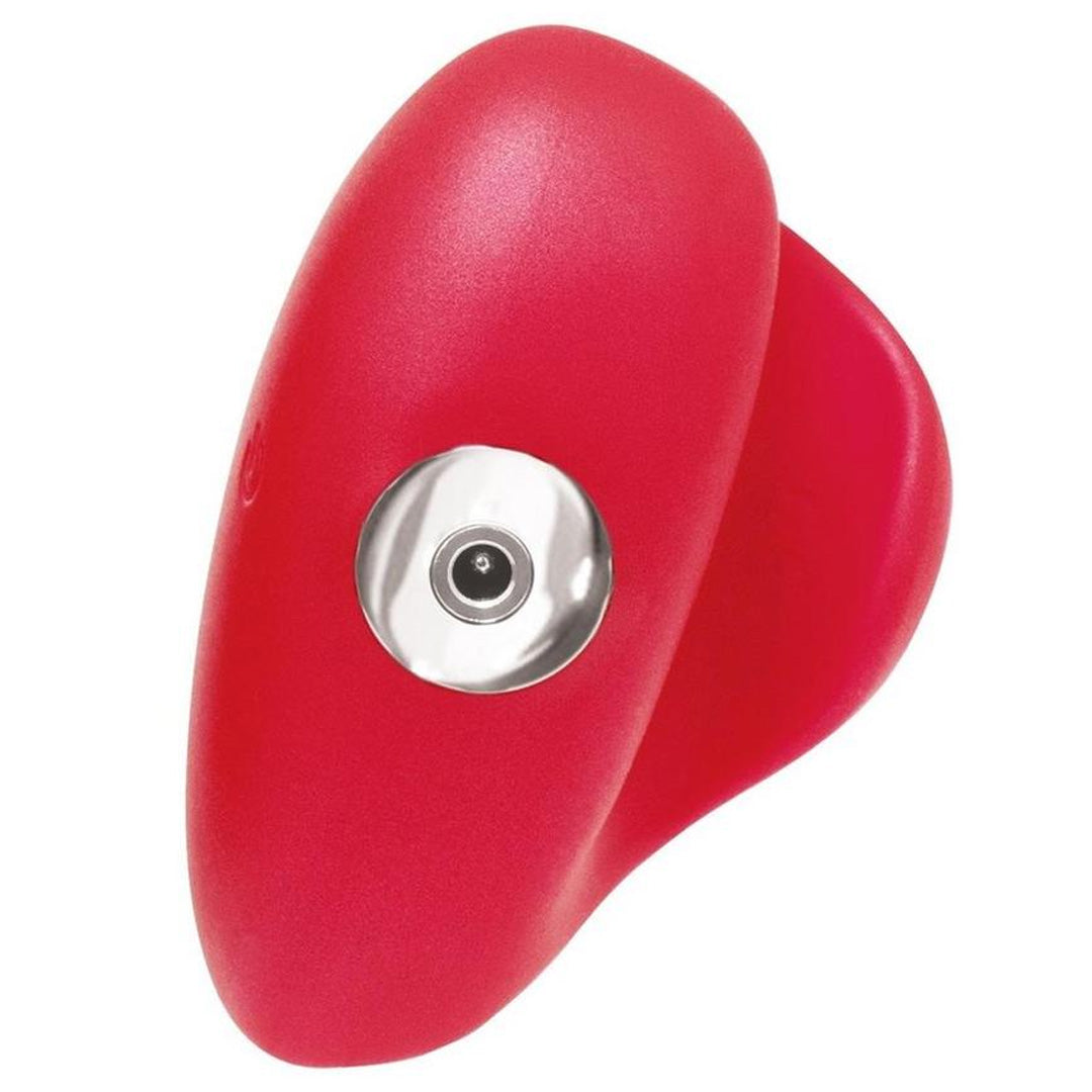 Pearl Heart Vibrator with Finger Hold Rechargeable Silicone - Red