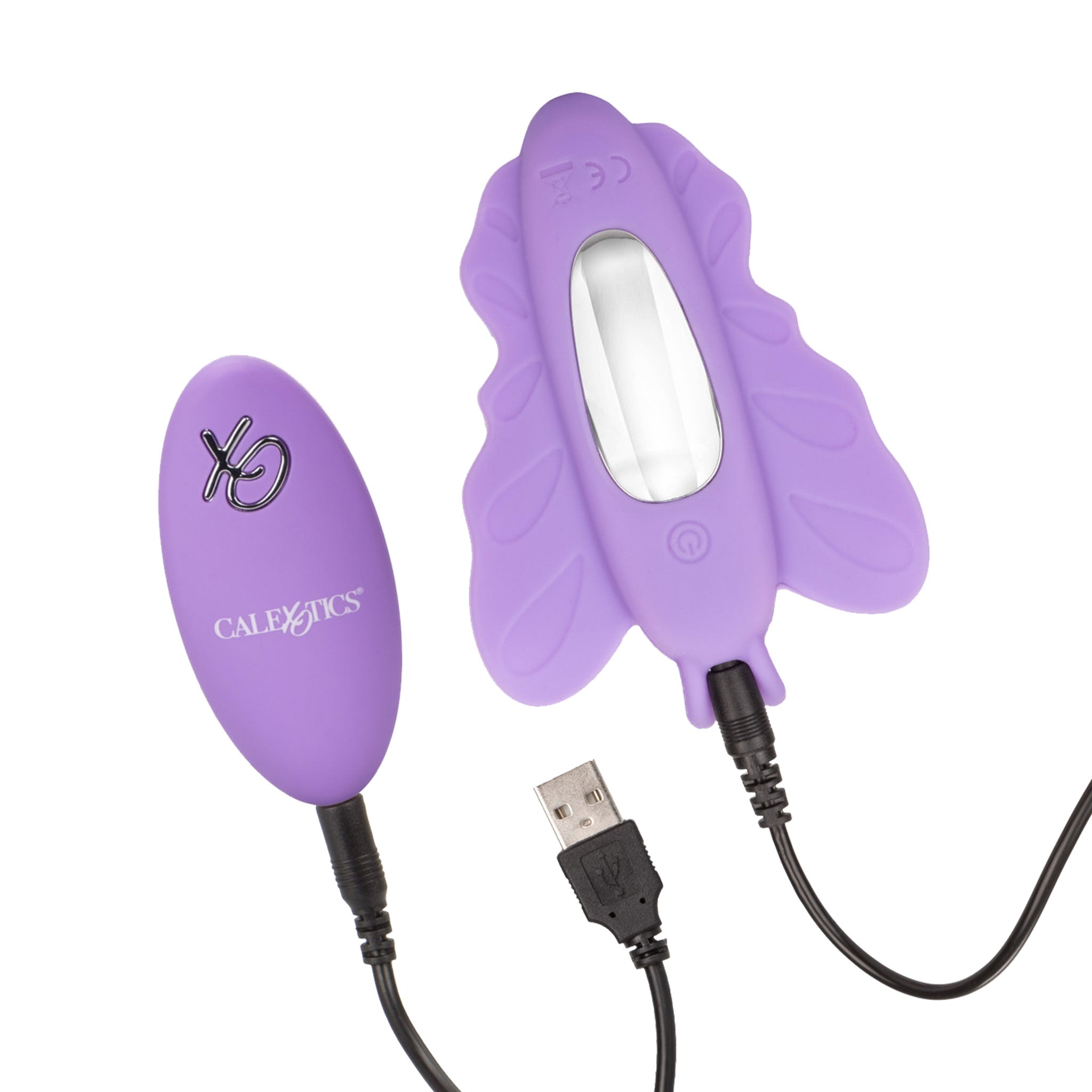 Butterfly Rocking Vibrator Rechargeable Strap-On Remote Control - Purple