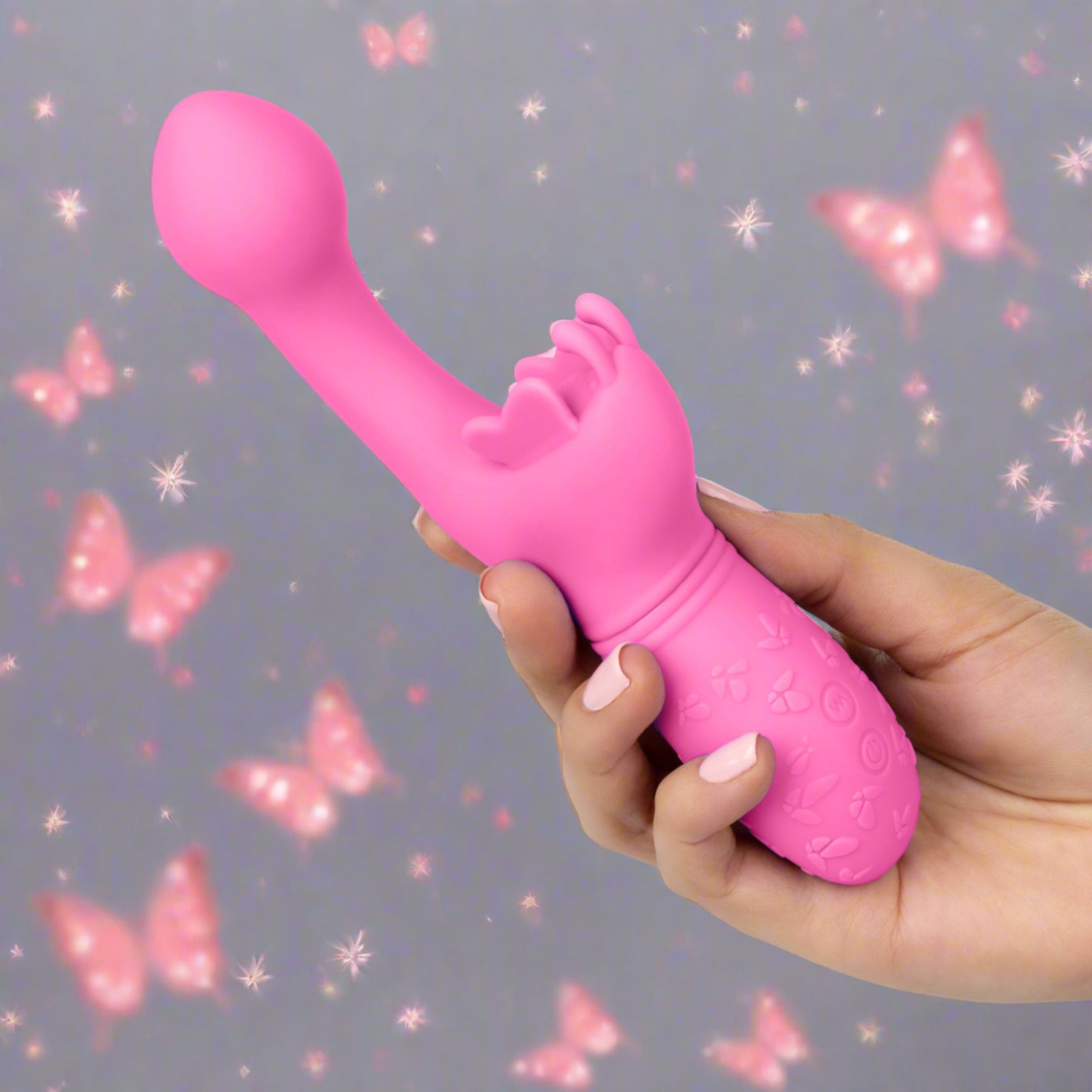 Ball Tip Curved Butterfly Kiss G-Spot Vibrator- Pink