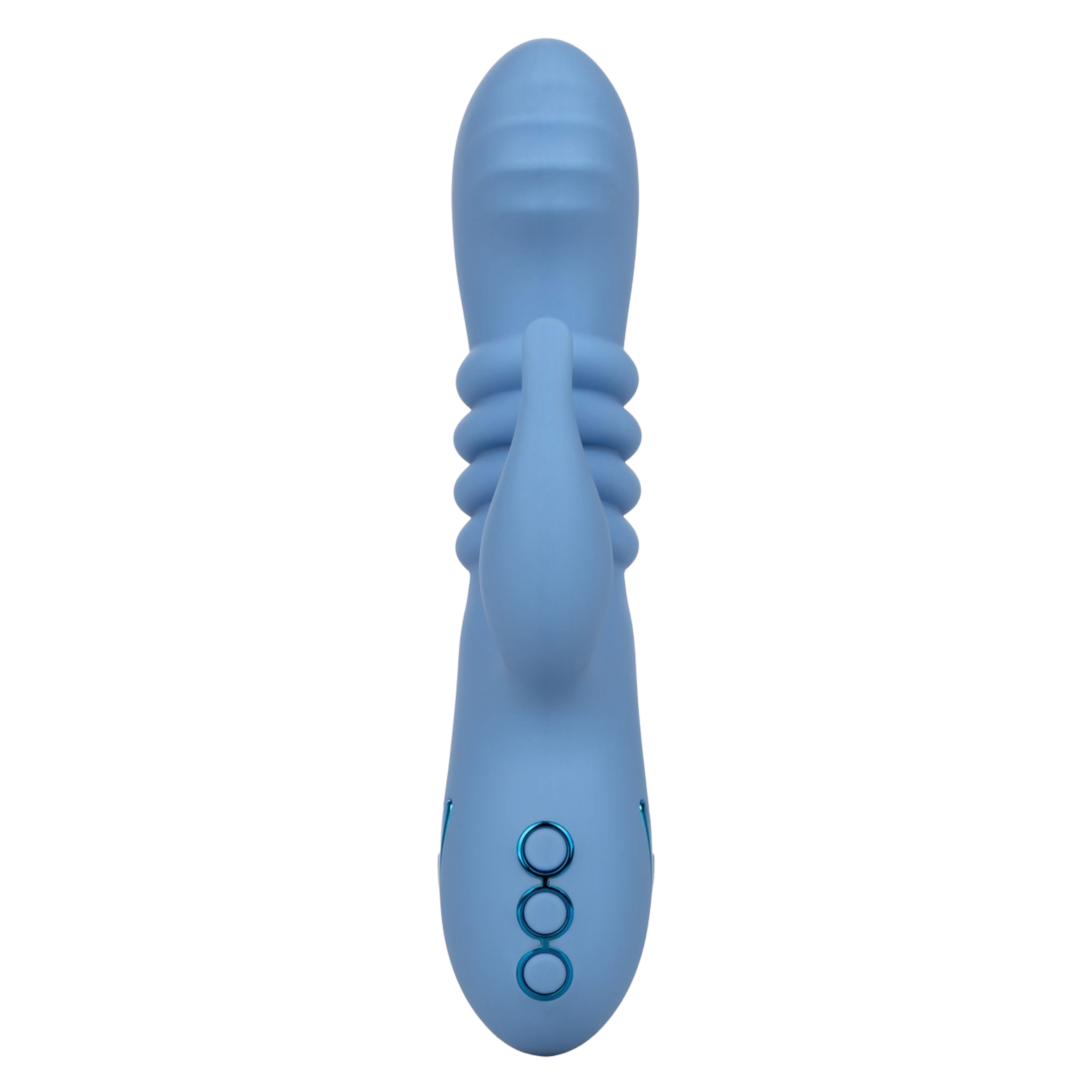 California Dreaming Santa Cruz Coaster Silicone Rechargeable Rabbit Vibrator - Blue