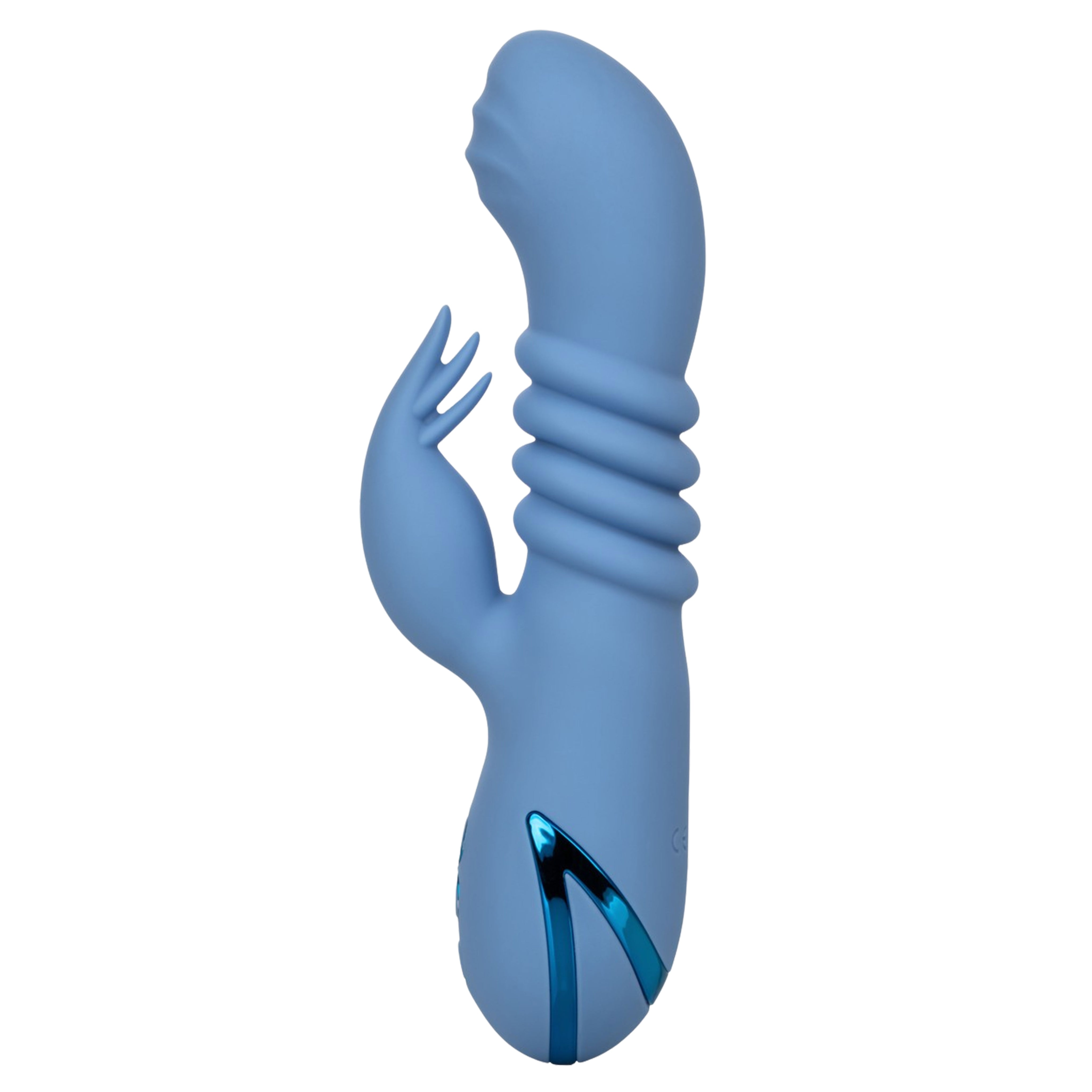 California Dreaming Santa Cruz Coaster Silicone Rechargeable Rabbit Vibrator - Blue