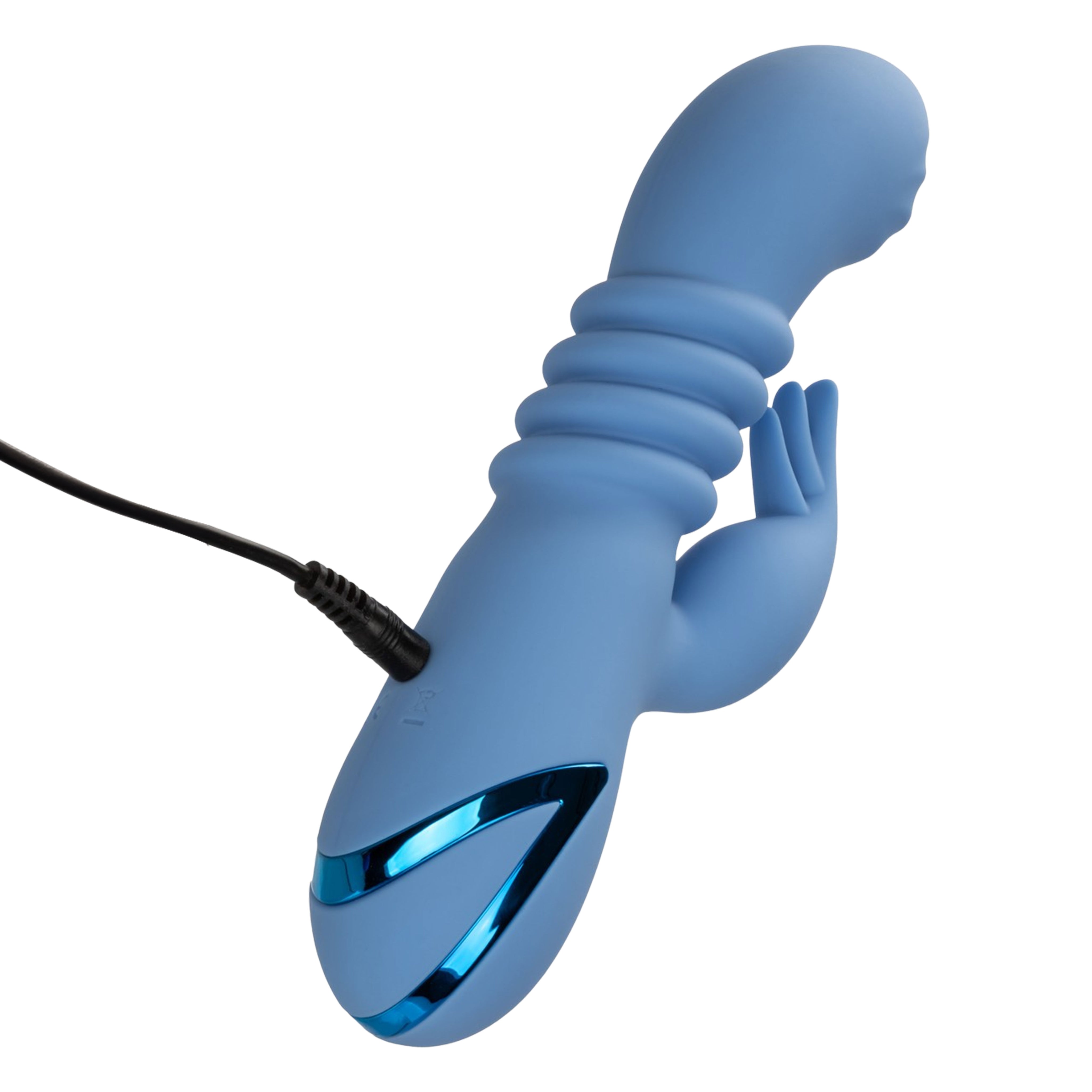 California Dreaming Santa Cruz Coaster Silicone Rechargeable Rabbit Vibrator - Blue