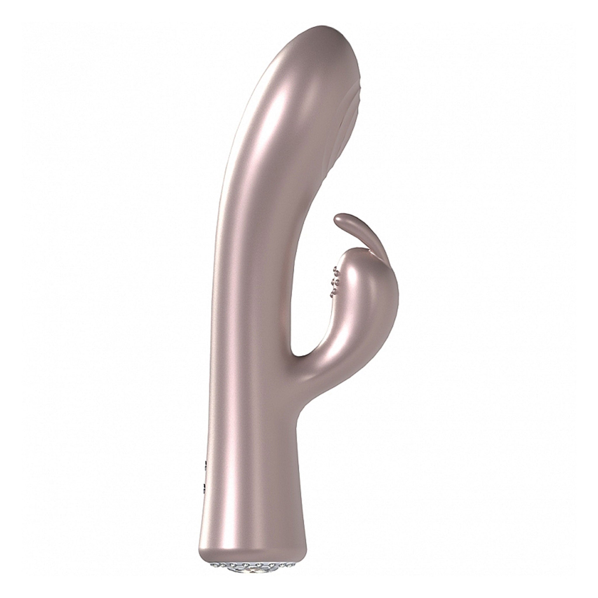 Silicone vibrator vibe rabbit g-spot p-spot f1 motor rhinestone diamond power button base pearl pearl-sheen pearlsheen blush pink