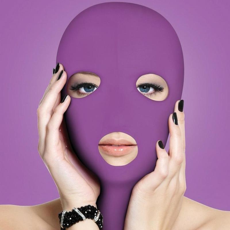 purple spandex hood 3-hole open mouth eye mask breathable stretch