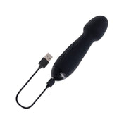 Flexible Round Head Textured Grip Vibrating Wand - Black