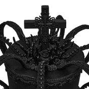 Wood polyamide polyester acrylic lace-trim accessories head-gear head-piece hairpins hair-band hat mini-hat fascinator top-hat crown cross beaded roses flames elegant hand-crafted adorned intricate secure seamless fashion alt-fashion alternative punk goth gothic dark-fashion festival lolita ouji boystyle aristocrat visual-kei queencore victorian steampunk costume cosplay halloween halloween-accessories chess afterdark-collection female femme feminine womens black
