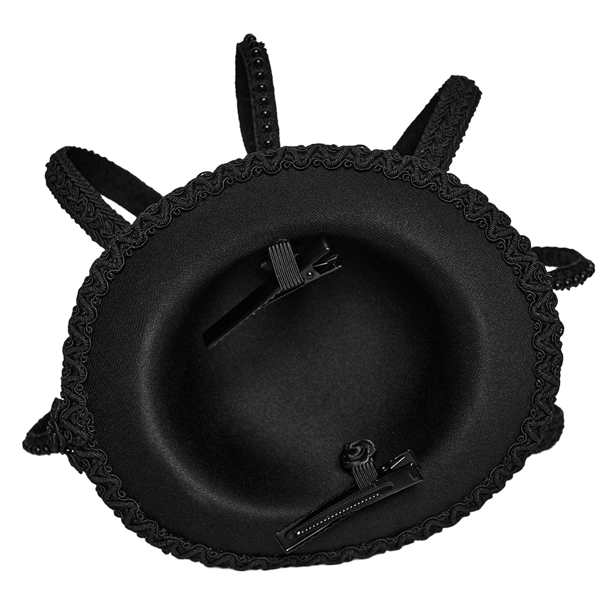 Wood polyamide polyester acrylic lace-trim accessories head-gear head-piece hairpins hair-band hat mini-hat fascinator top-hat crown cross beaded roses flames elegant hand-crafted adorned intricate secure seamless fashion alt-fashion alternative punk goth gothic dark-fashion festival lolita ouji boystyle aristocrat visual-kei queencore victorian steampunk costume cosplay halloween halloween-accessories chess afterdark-collection female femme feminine womens black