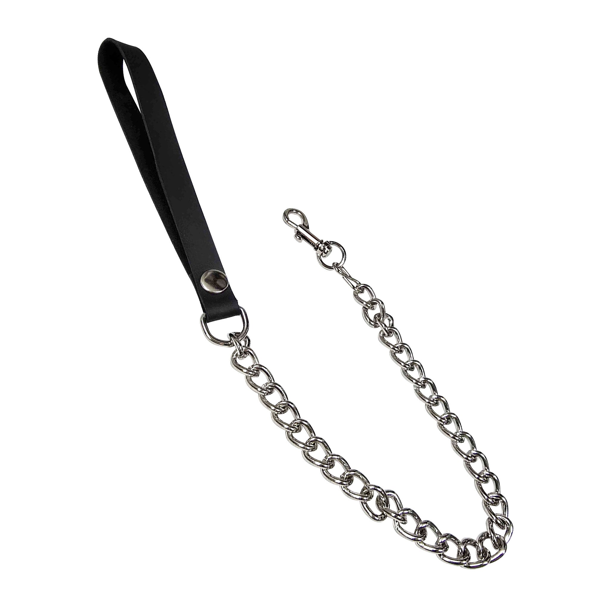 Chain metallic leash lead saddle-leather leather genuine trigger-clasp bdsm bdsm-gear pet-play black