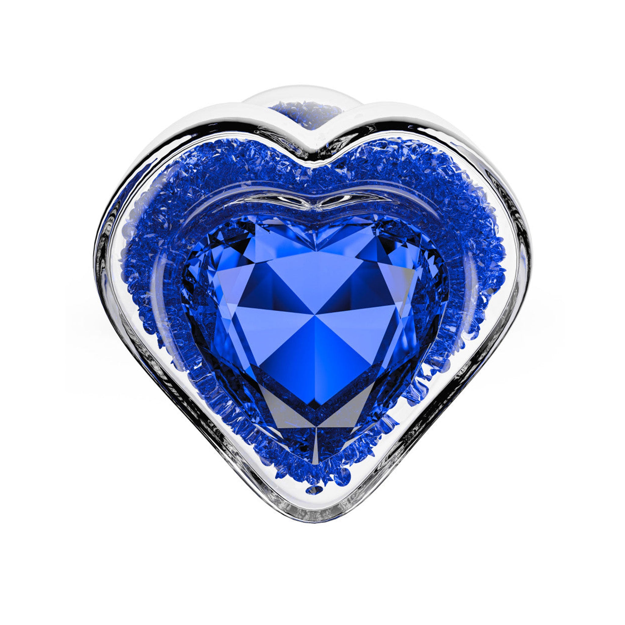 Borosilicate glass heart-shaped sapphire anal butt plug adult-toys anal-toys temperature-play temperature temp play stay-put gem jewel glamour blue