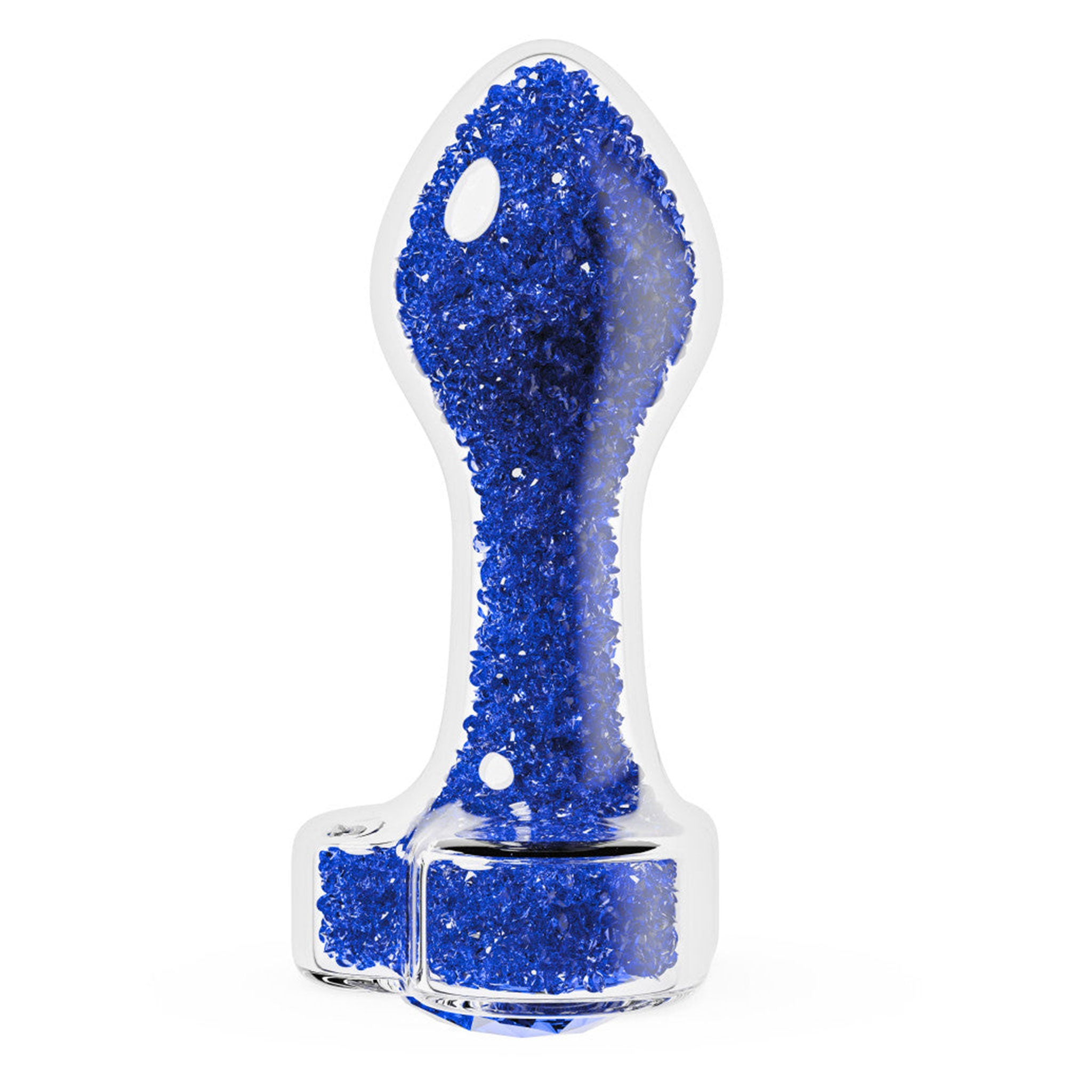 Borosilicate glass heart-shaped sapphire anal butt plug adult-toys anal-toys temperature-play temperature temp play stay-put gem jewel glamour blue