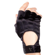 Polyester satin Velcro accessories gloves fingerless motorcycle-gloves back-closure Velcro-closure back-keyhole daring sexy sleek diy-costume costume cosplay halloween femme-fatale villainess brawler female femme feminine womens black