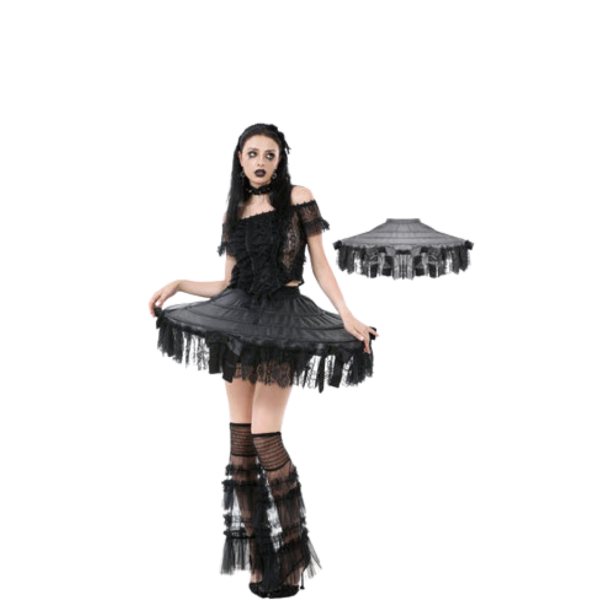 satin petticoat with boning and bows gothic hoop skirt crinoline black lace trim satin bows lolita fashion alternative gothic clothing