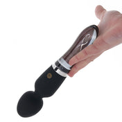 Silicone borosilicate-glass pyrex accessories insertable penetration vibe vibrator vibrating stim stimulation stimulator clit clitoral clitoris wand massager dual-design dual-ended bulbous multi-speed usb-rechargeable fracture-resistant shatter-resistant hypoallergenic non-porous phthalate-free silky smooth classic versatile kink kinky kinky-play kinky-toys temp-play temperature-play female femme feminine womens unisex adult-toys sexual-wellness black 
