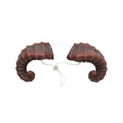 EVA-foam elastic GPPS-plastic plastic accessories head-gear horns curled short sturdy lightweight ribbed textured adjustable whimsical molded fashion alt-fashion alternative renfaire renaissance pet-play animal barnyard goat costume cosplay halloween halloween-accessories satyr faun dragon demon unisex brown